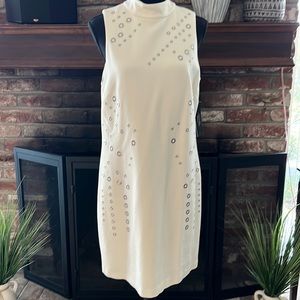 Off white Tahari dress with silver stud decor
